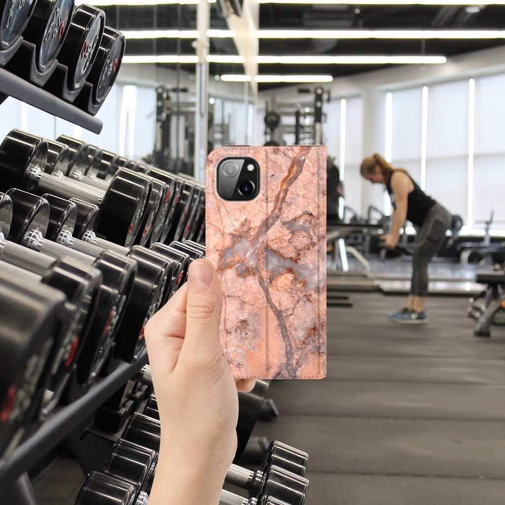 Apple iPhone 14 Plus Standcase Marmer Oranje
