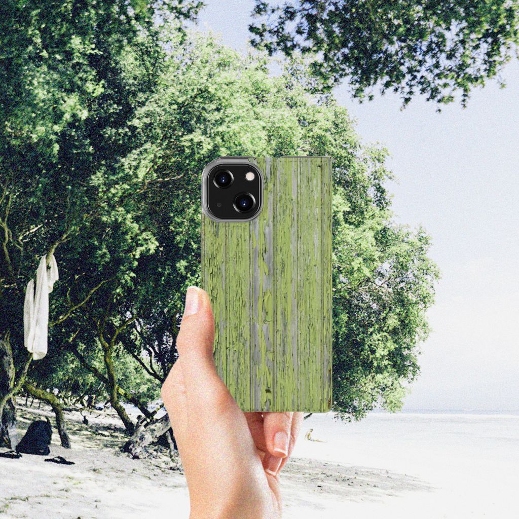 iPhone 14 Book Wallet Case Green Wood - B2C Telecom