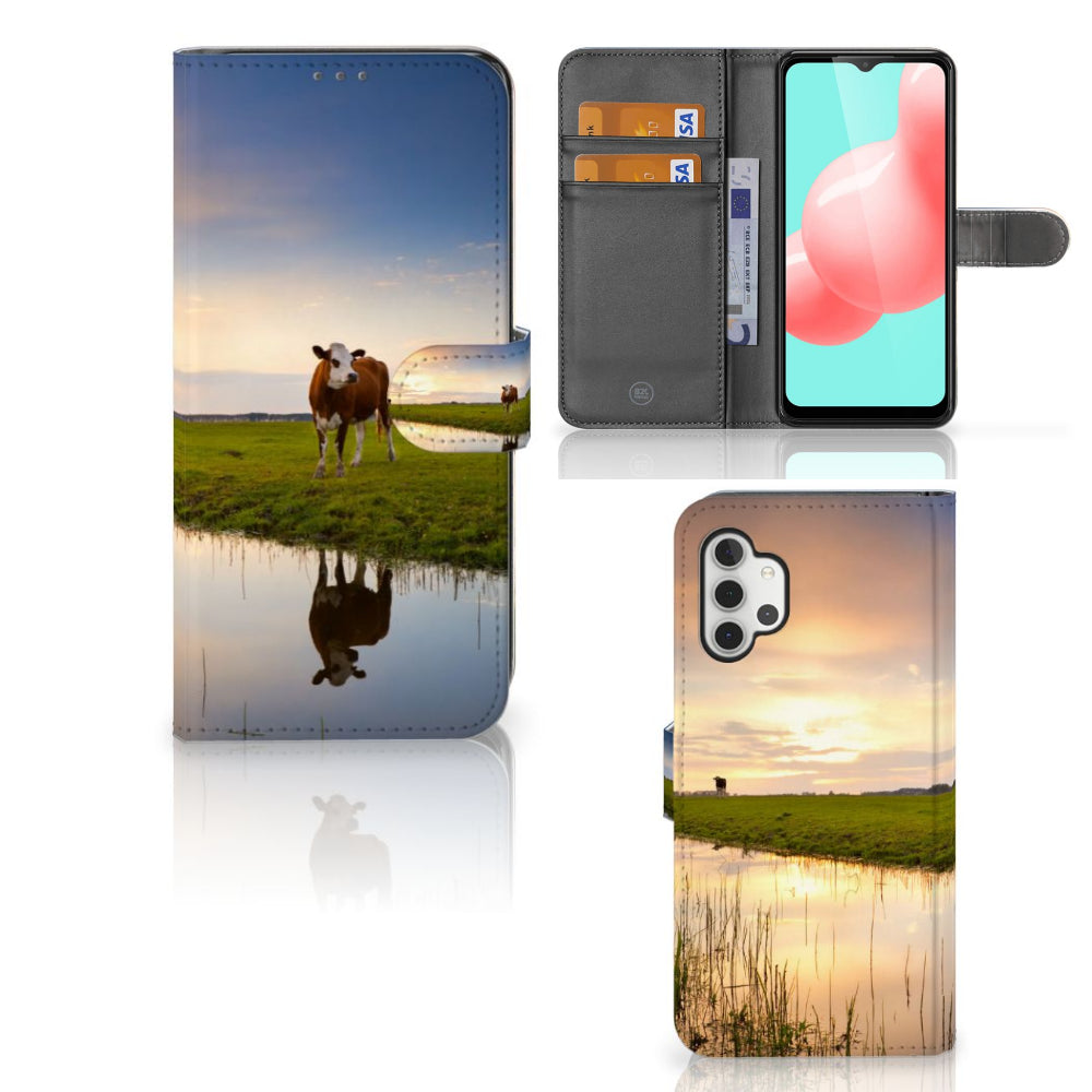 Samsung Galaxy A32 5G Telefoonhoesje met Pasjes Koe