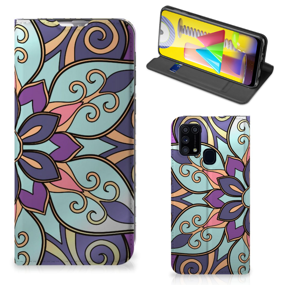 Samsung Galaxy M31 Smart Cover Purple Flower - B2C Telecom