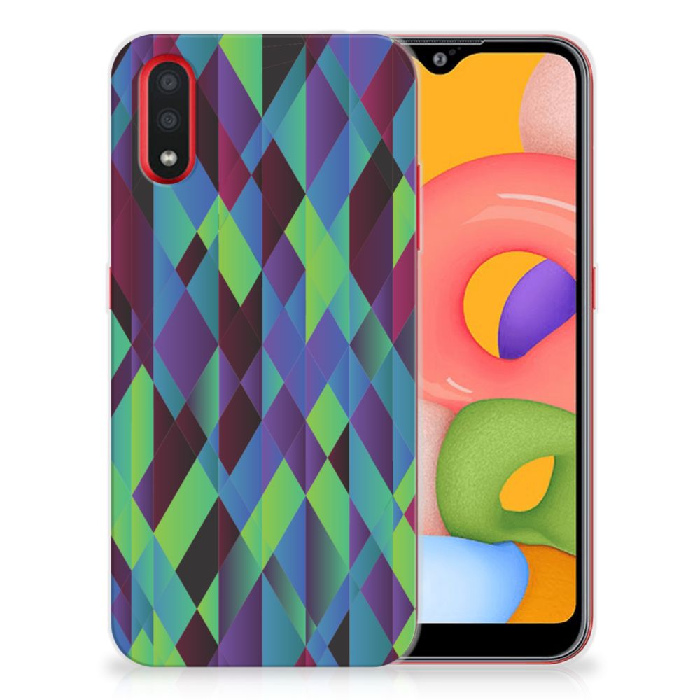 Samsung Galaxy A01 TPU Hoesje Abstract Green Blue