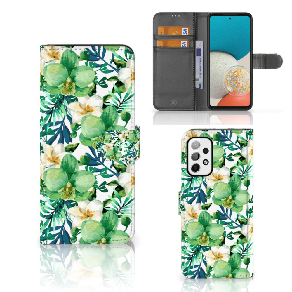 Samsung Galaxy A73 5G Hoesje Orchidee Groen