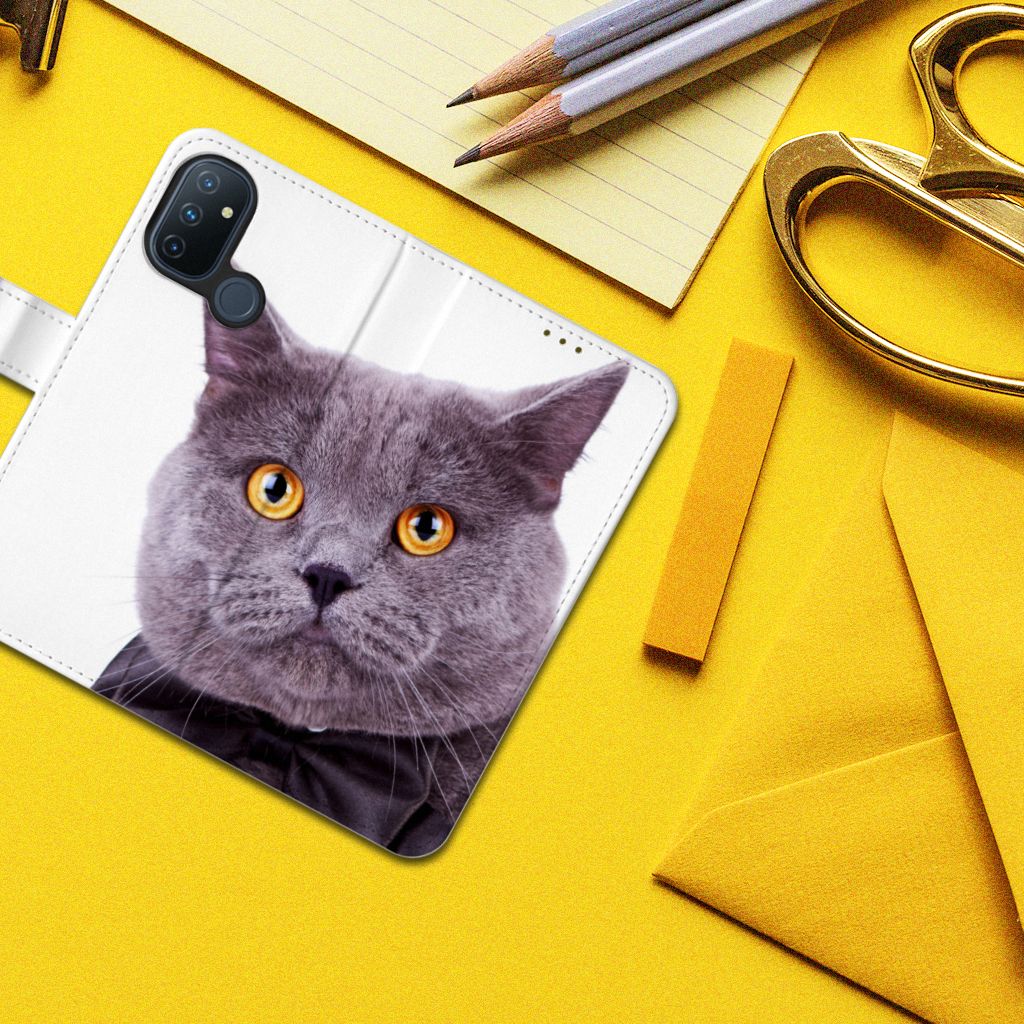 OnePlus Nord N100 Telefoonhoesje met Pasjes Kat