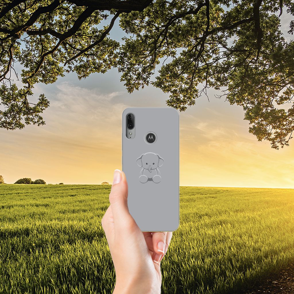 Motorola Moto E6 Plus Telefoonhoesje met Naam Grijs Baby Olifant