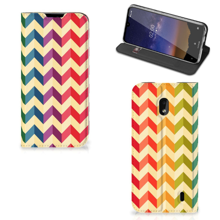 Nokia 2.2 Hoesje met Magneet Zigzag Multi Color