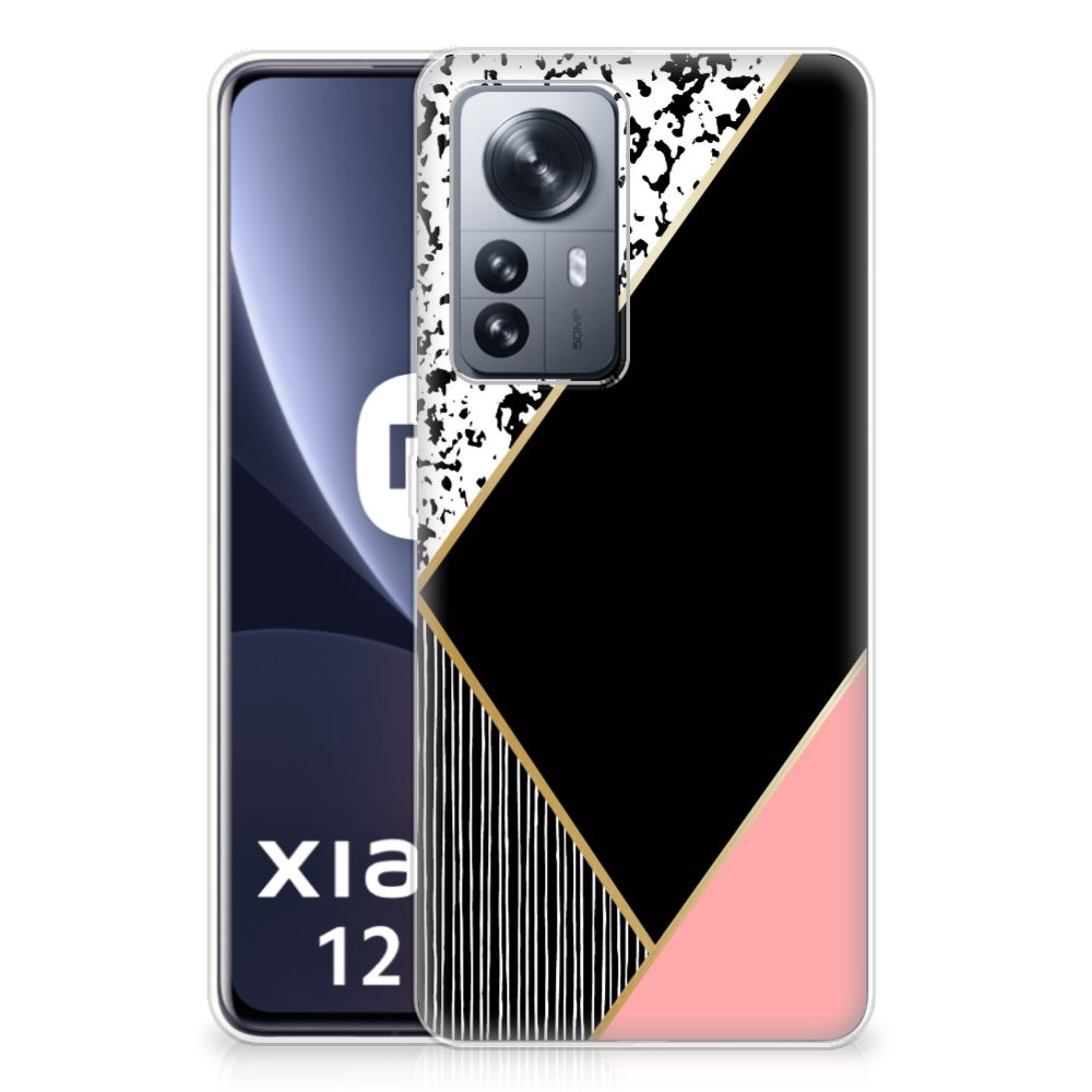 Xiaomi 12 Pro TPU Hoesje Zwart Roze Vormen B2C Telecom