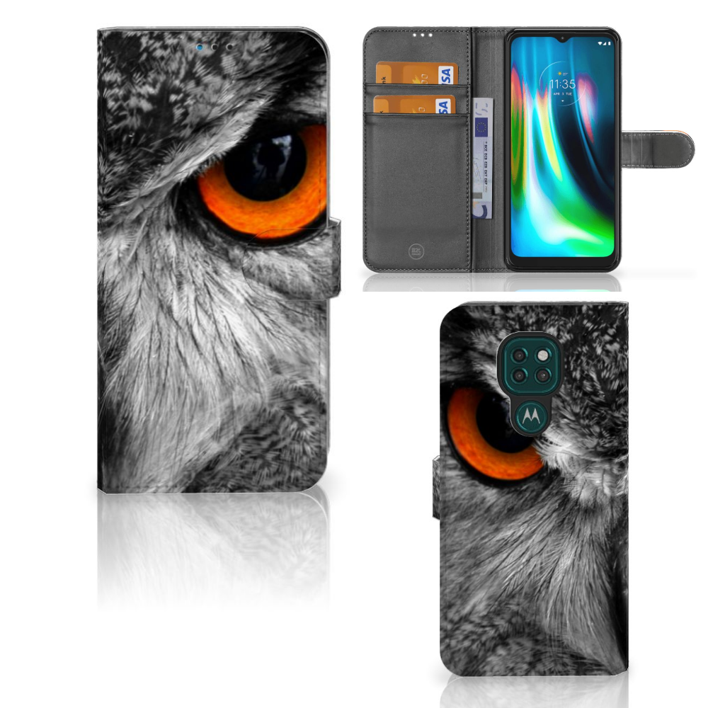 Motorola Moto G9 Play | E7 Plus Telefoonhoesje met Pasjes Uil