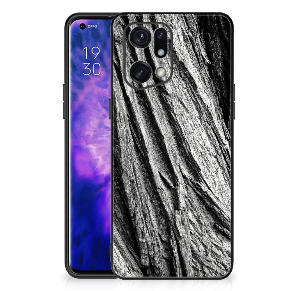 Houten Print Telefoonhoesje OPPO Find X5 Pro Boomschors Grijs