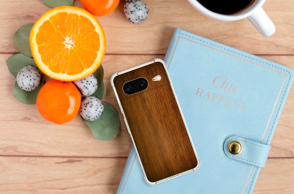 Google Pixel 8 Stevig Telefoonhoesje Donker Hout B2C Telecom