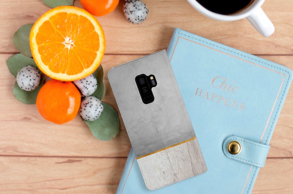 Samsung Galaxy S9 Plus Book Wallet Case Wood Concrete