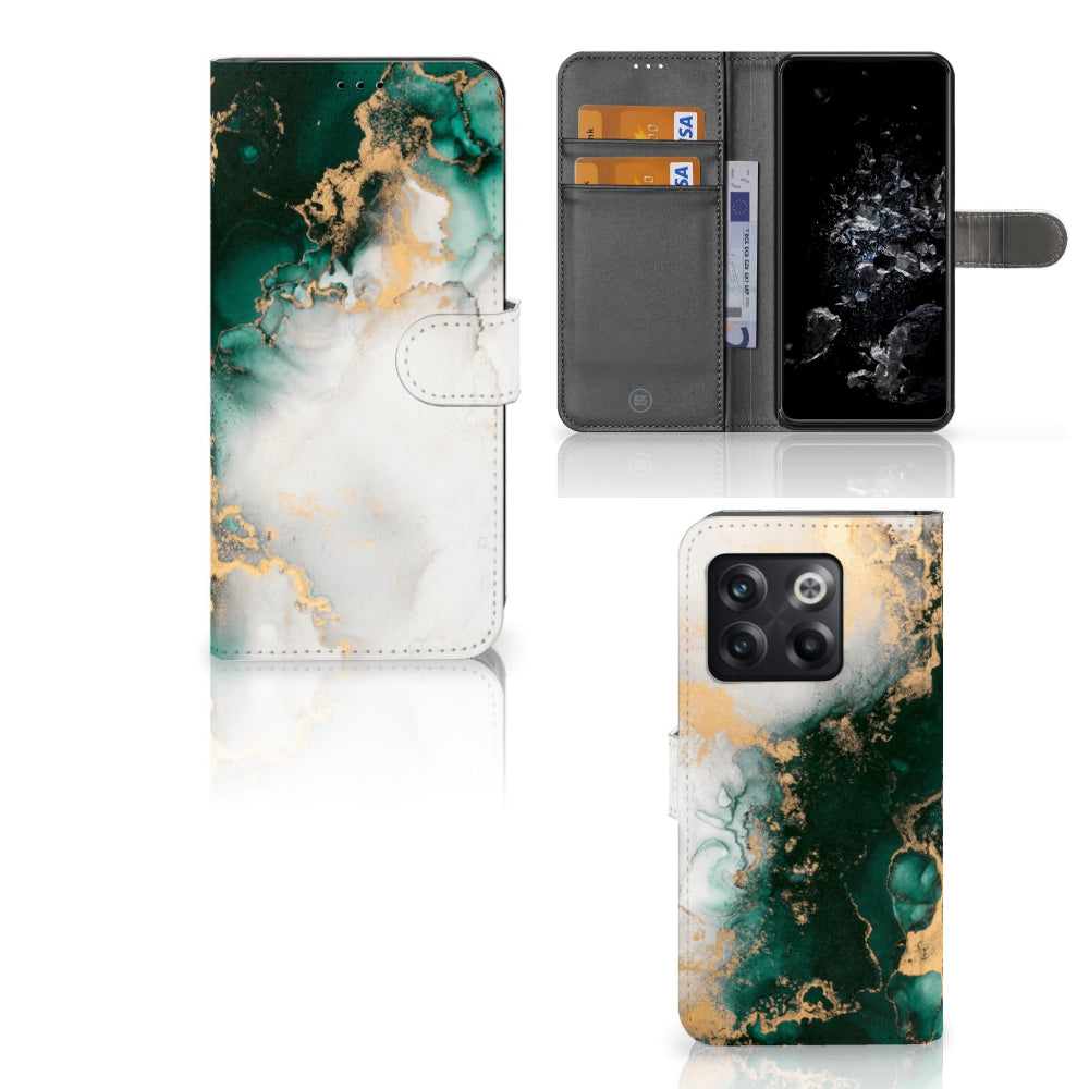 Bookcase voor OnePlus 10T Marmer Groen