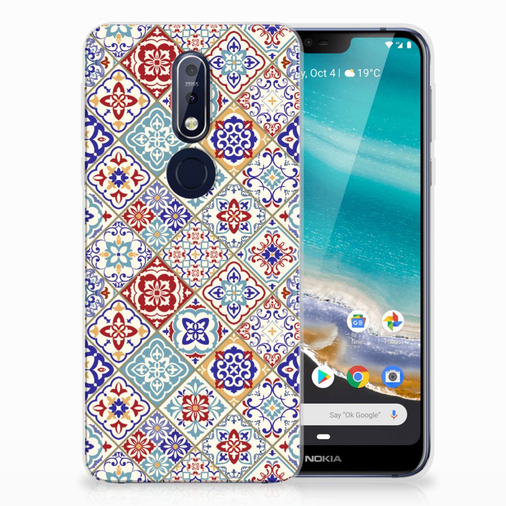 Nokia 7.1 TPU Siliconen Hoesje Tiles Color