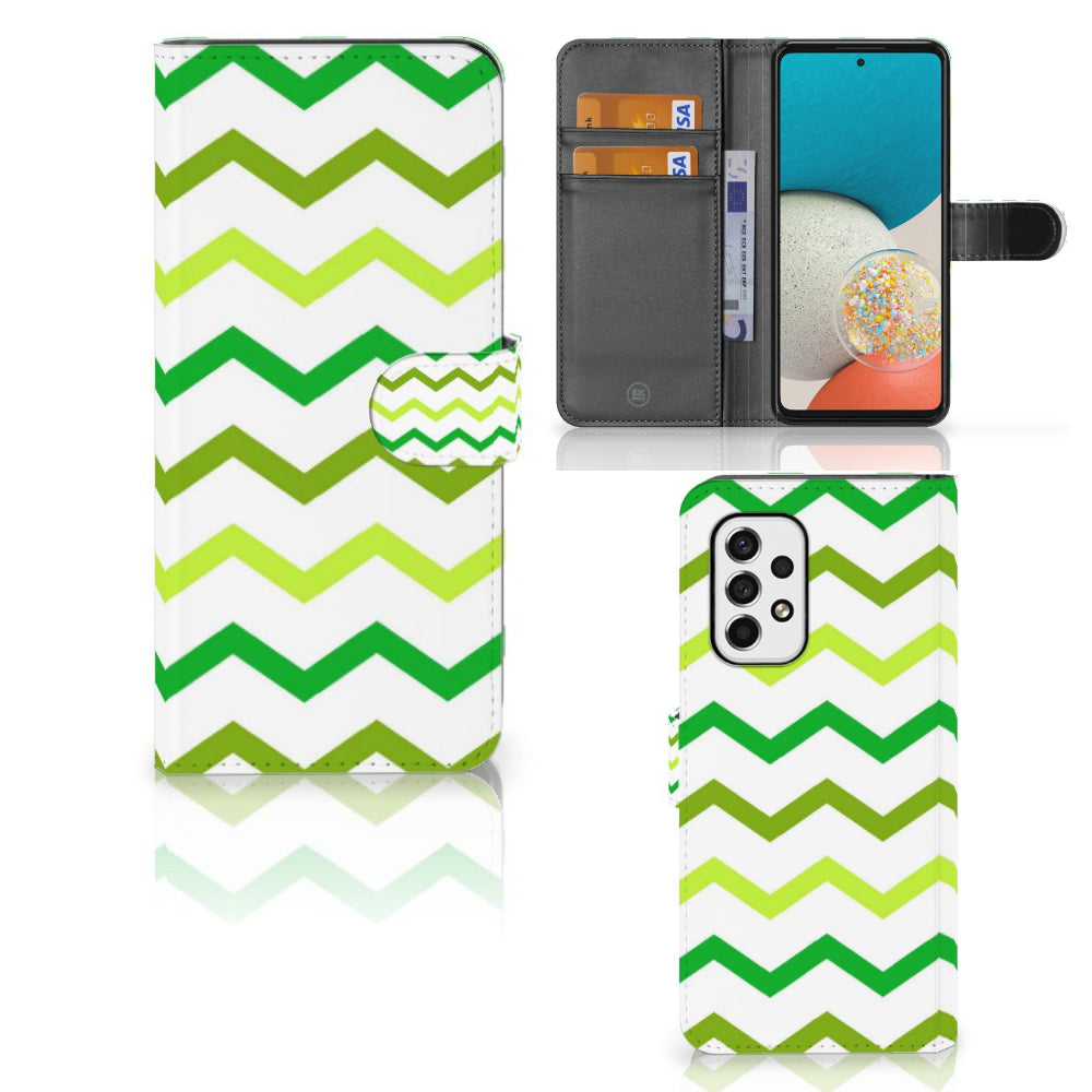 Samsung Galaxy A53 Telefoon Hoesje Zigzag Groen
