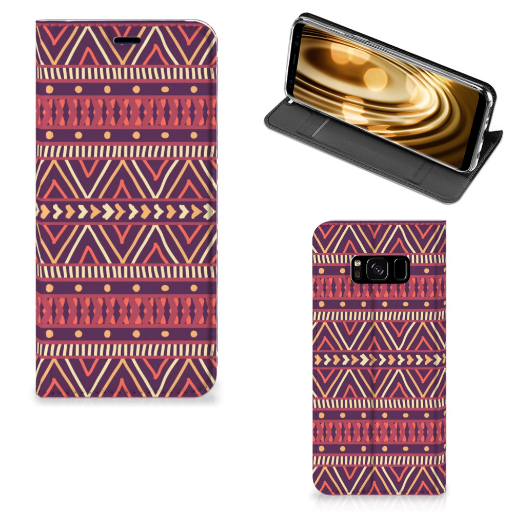 Samsung Galaxy S8 Hoesje met Magneet Aztec Paars