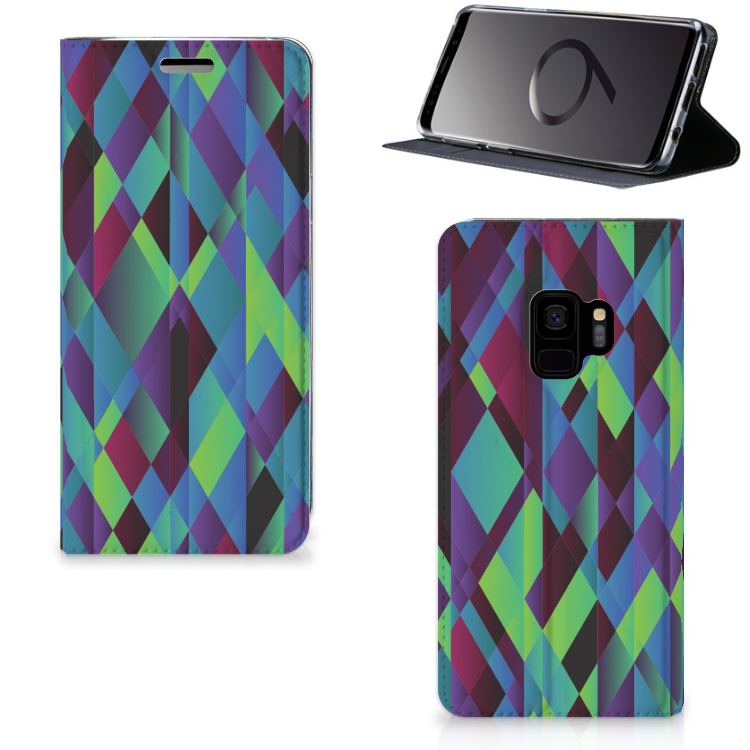 Samsung Galaxy S9 Stand Case Abstract Green Blue