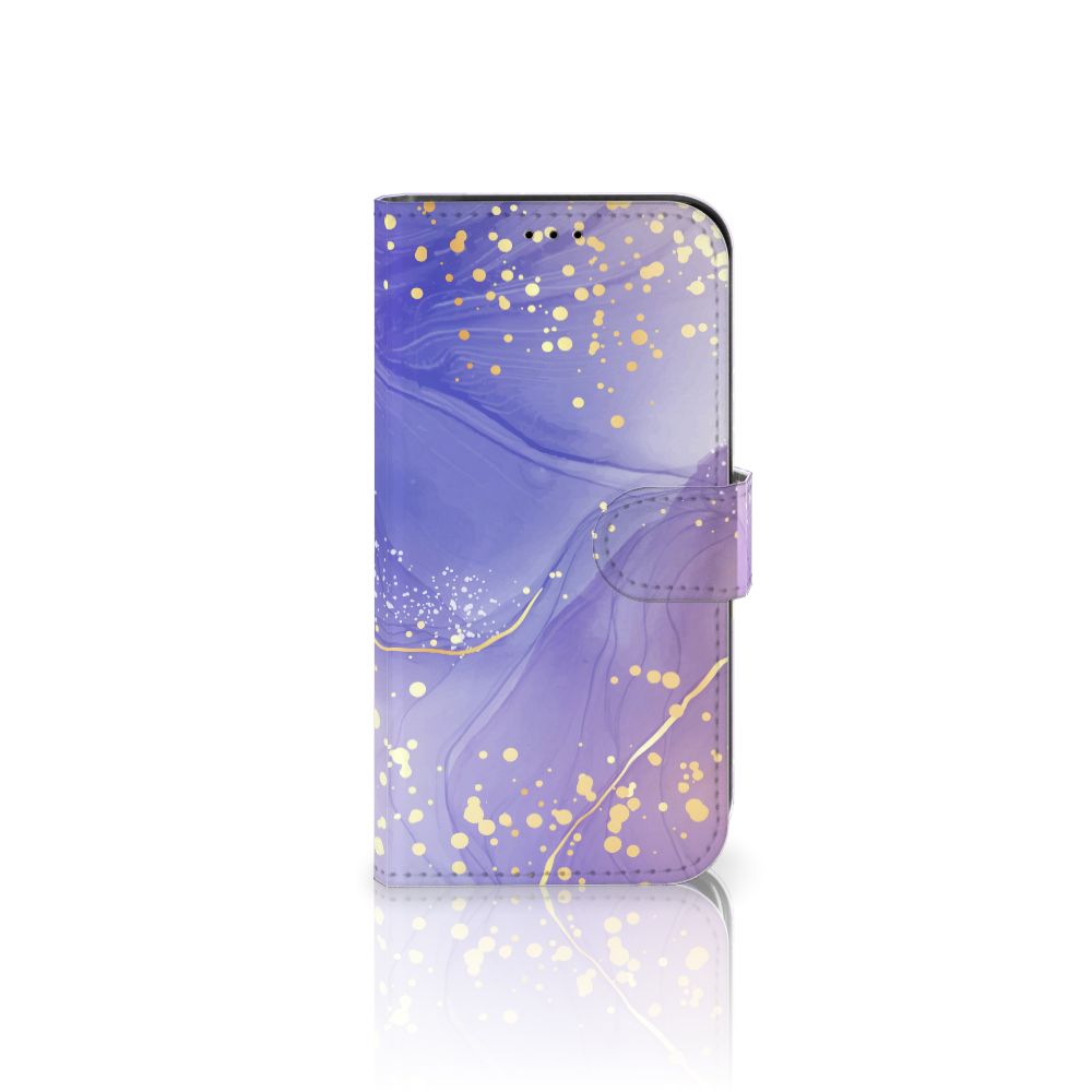 Hoesje voor Apple iPhone 13 Watercolor Paars met gouden spetters en elegante uitstraling đ