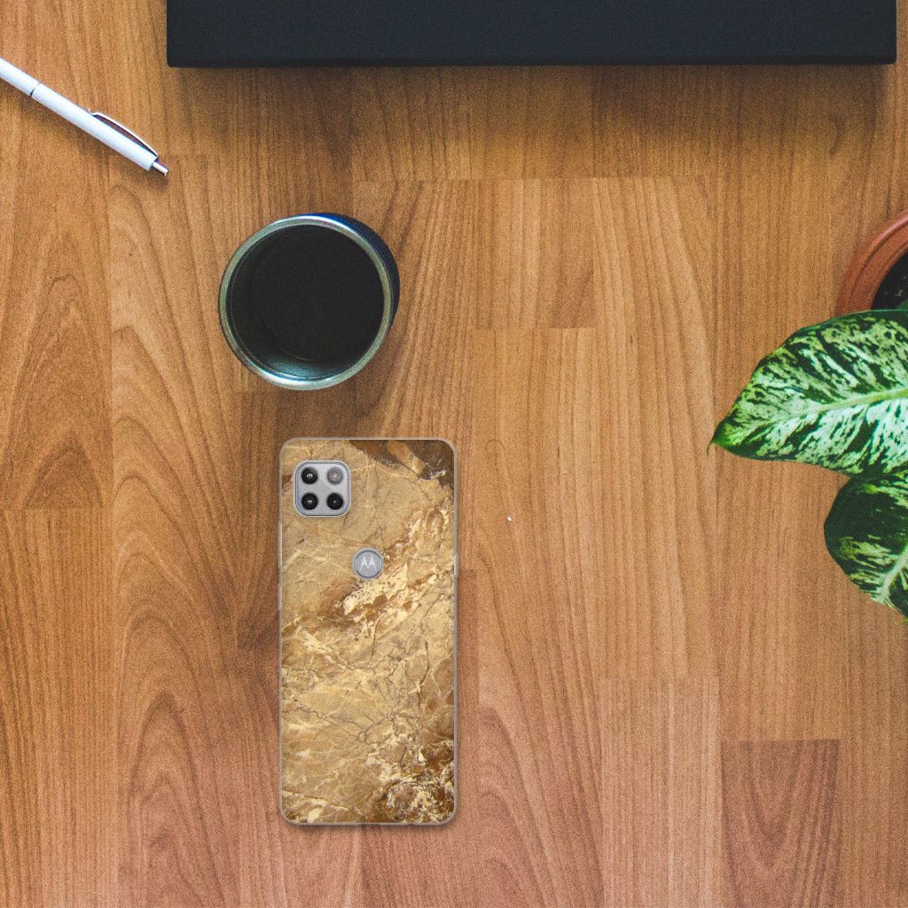 Motorola Moto G 5G TPU Siliconen Hoesje Marmer Creme B2C Telecom