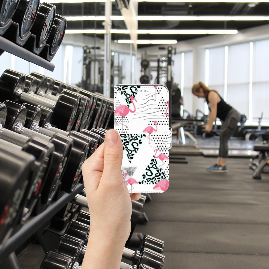 Samsung Galaxy S7 Telefoonhoesje met Pasjes Flamingo Triangle