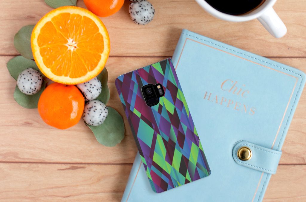 Samsung Galaxy S9 Stand Case Abstract Green Blue