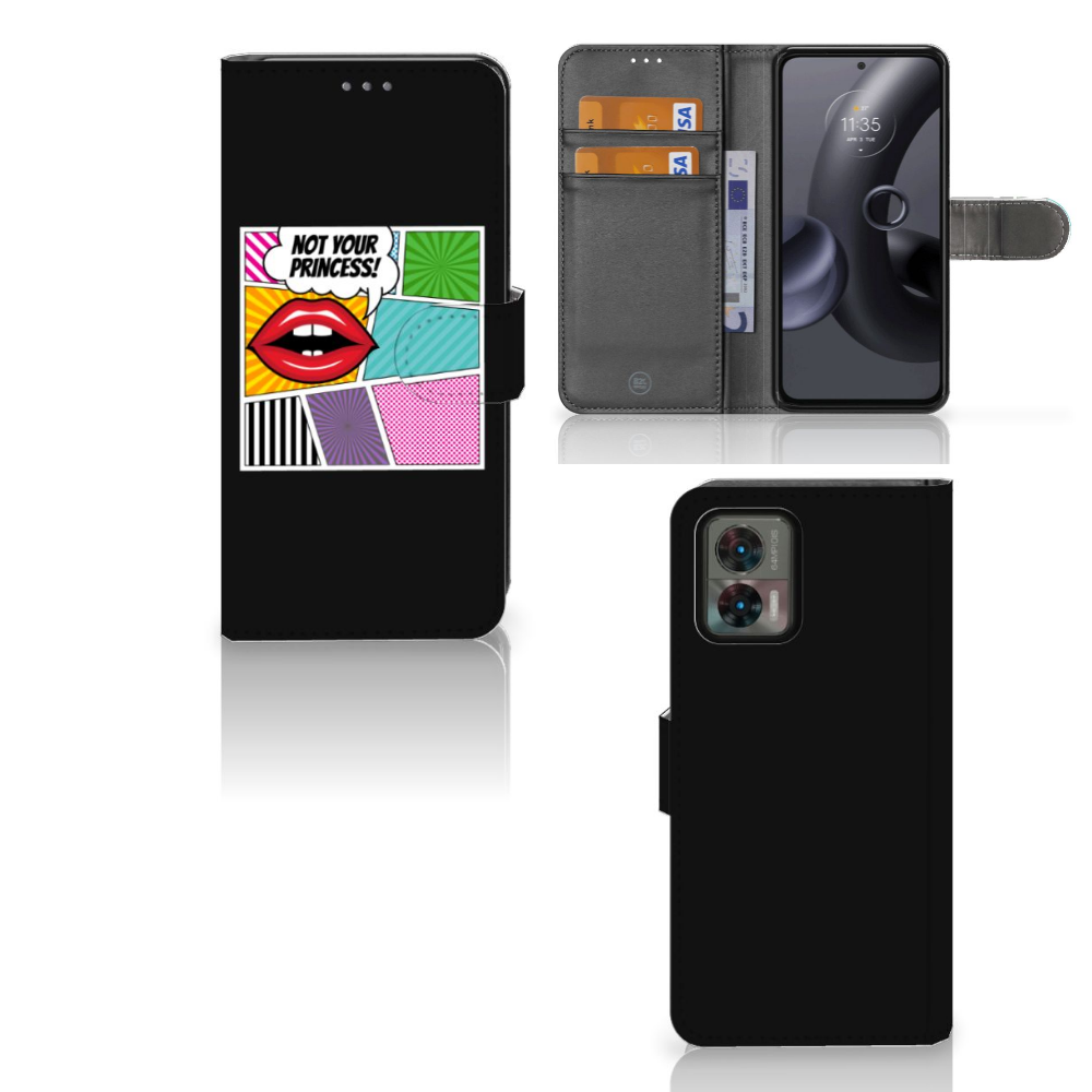 Motorola Edge 30 Neo Wallet Case met Pasjes Popart Princess