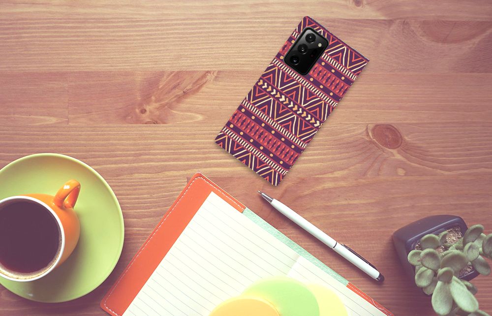 Samsung Galaxy Note 20 Ultra Hoesje met Magneet Aztec Paars - B2C Telecom