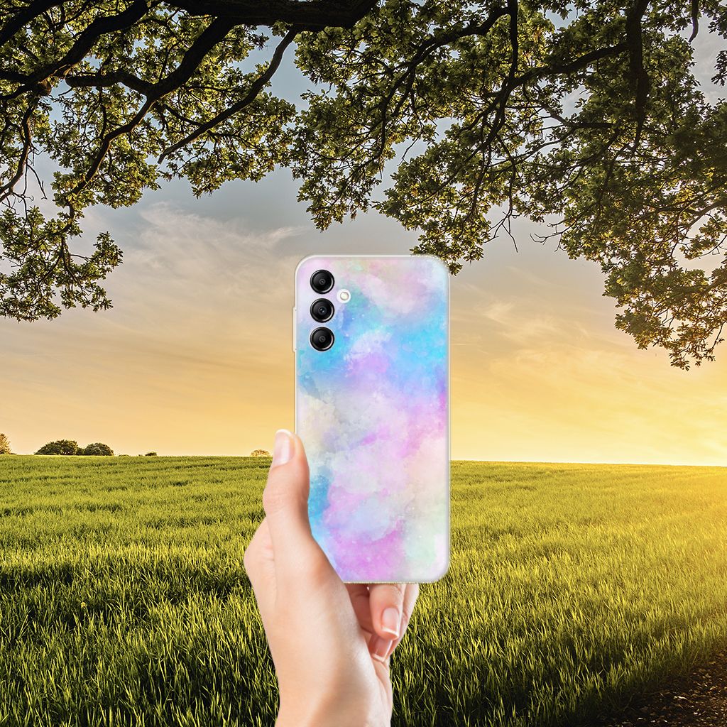 Hoesje maken Samsung Galaxy A14 5G Watercolor Light tegen een zonnige achtergrond met natuur en bomen.