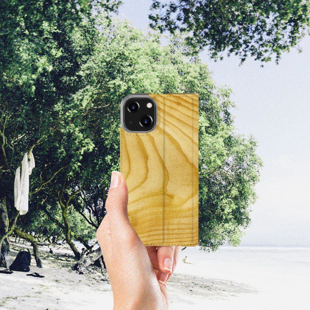 iPhone 14 Book Wallet Case Licht Hout - B2C Telecom