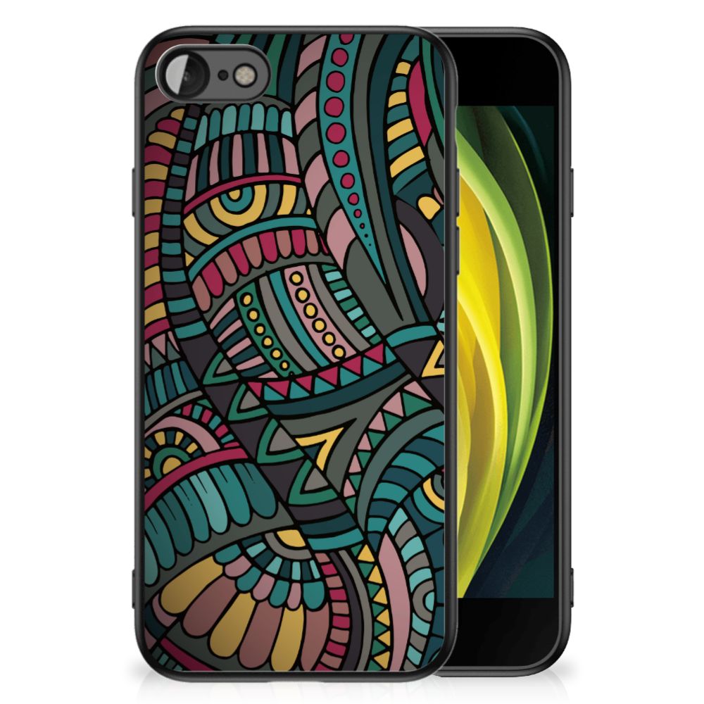 iPhone SE 2022 | SE 2020 | 7/8 Back Case Aztec design featuring colorful abstract patterns and protective TPU material.