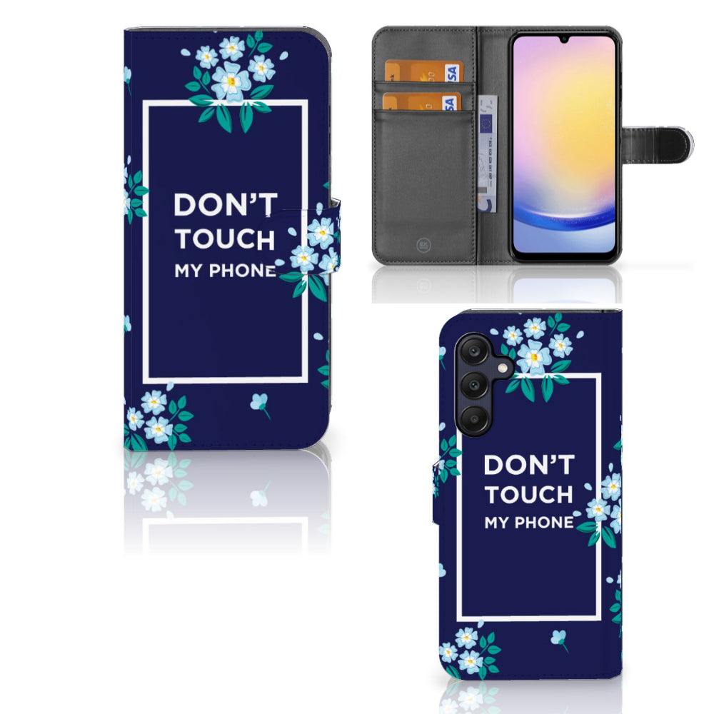 Samsung Galaxy A25 Portemonnee Hoesje Flowers Blue DTMP