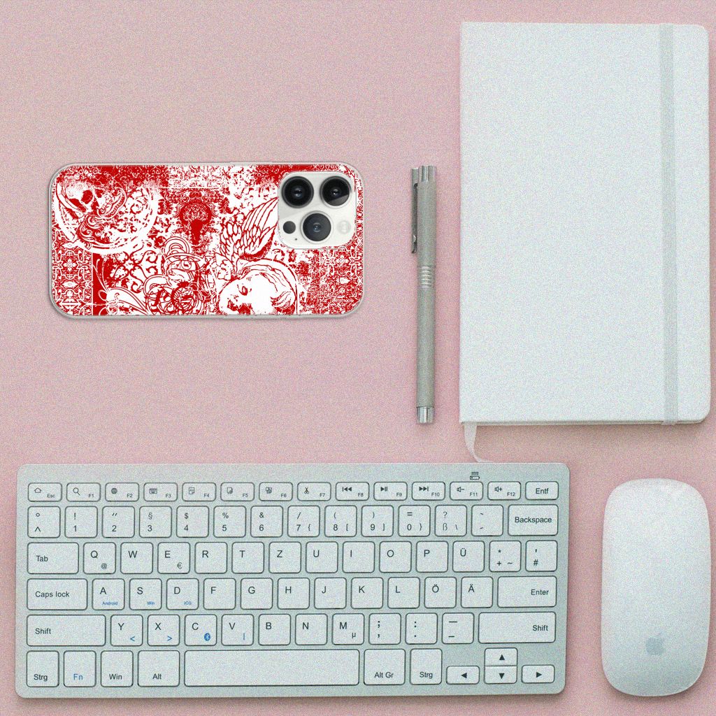 Silicone Back Case iPhone 13 Pro Max Angel Skull Rood B2C Telecom