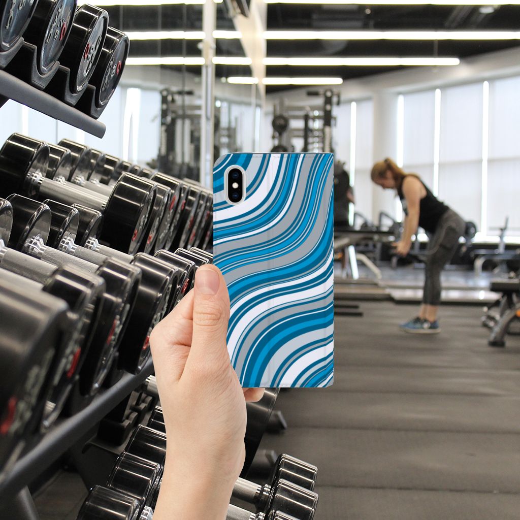 Apple iPhone Xs Max Hoesje met Magneet Waves Blue