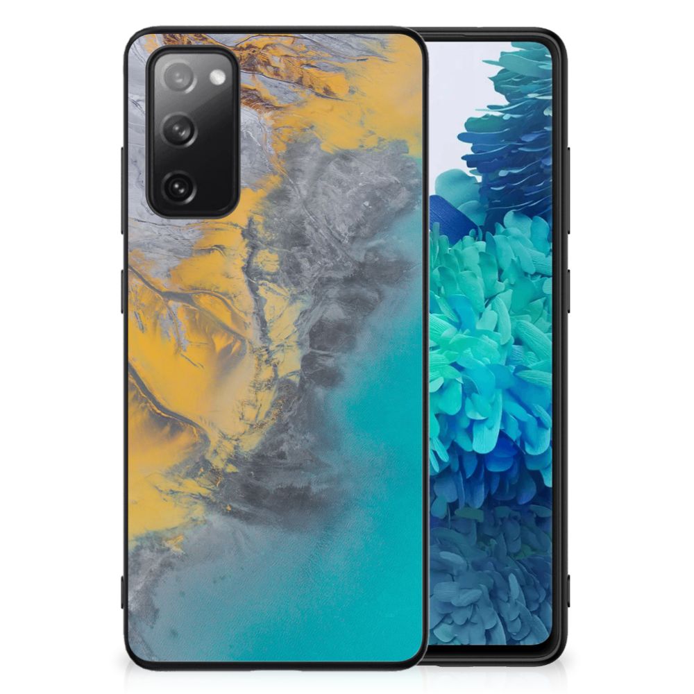 Samsung Galaxy S20 FE Marmeren Print Telefoonhoesje Marble Blue Gold