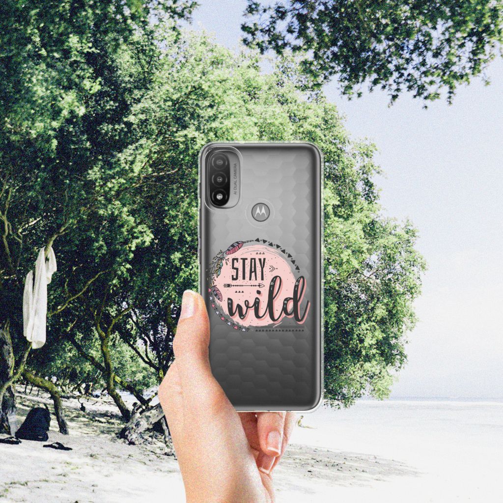Motorola Moto E20 | E40 Telefoonhoesje met Naam Boho Stay Wild B2C Telecom
