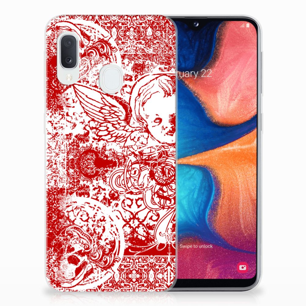 Silicone Back Case Samsung Galaxy A20e Angel Skull Rood