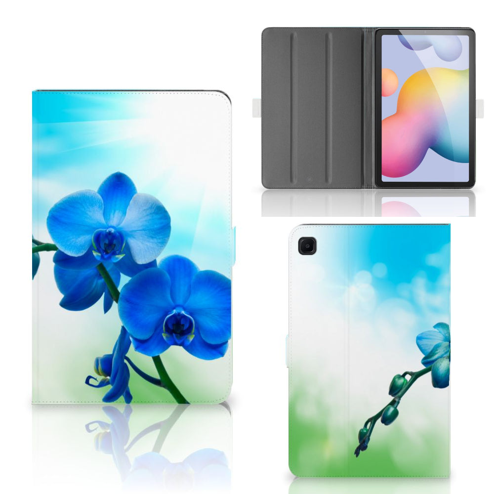 Samsung Galaxy Tab S6 Lite | S6 Lite (2022) Tablet Cover Orchidee Blauw - Cadeau voor je Moeder