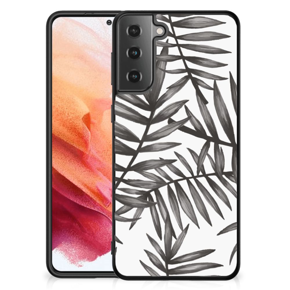 Samsung Galaxy S21 Bloemen Hoesje Leaves Grey