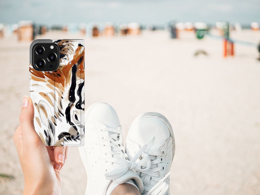 Bookcase iPhone 13 Pro Watercolor Tiger - B2C Telecom