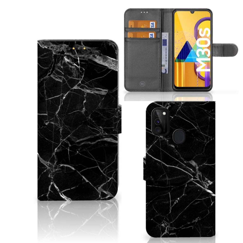 Samsung Galaxy M21 | M30s Bookcase Marmer Zwart - Origineel Cadeau Vader