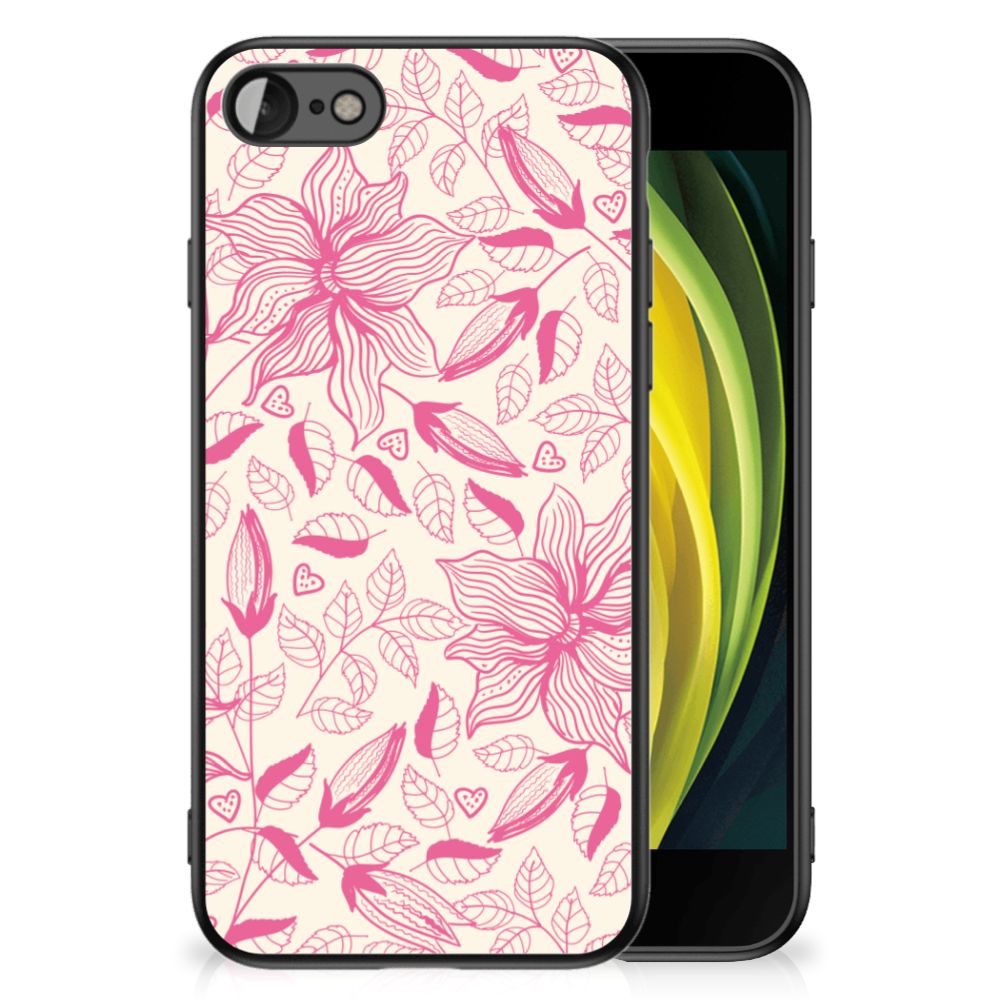iPhone SE 2022 | SE 2020 | 7/8 Bloemen Hoesje Pink Flowers met roze bloemenpatroon op een iPhone