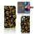 iPhone 15 Plus Hoesje Gouden Bloemen met bloemen design en vakjes voor pasjes đ