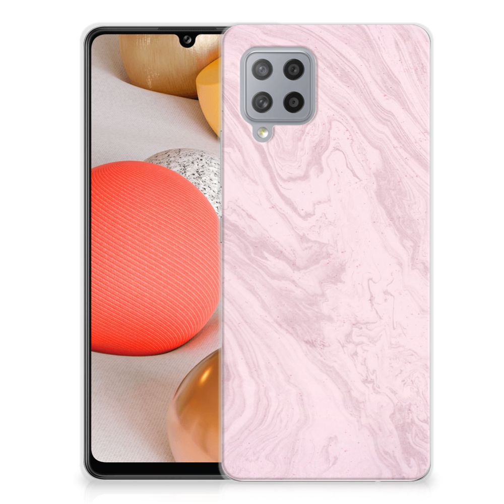 Samsung Galaxy A42 TPU Siliconen Hoesje Marble Pink - Origineel Cadeau Vriendin