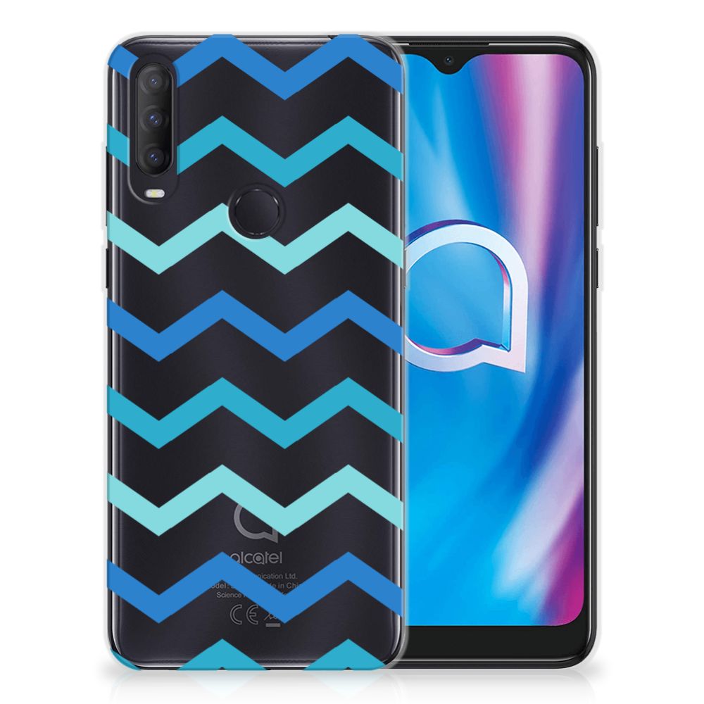Alcatel 1S (2020) TPU bumper Zigzag Blauw B2C Telecom