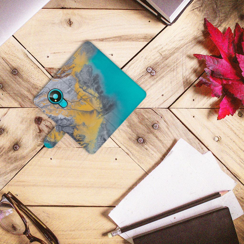 Nokia 3.4 Bookcase Marble Blue Gold