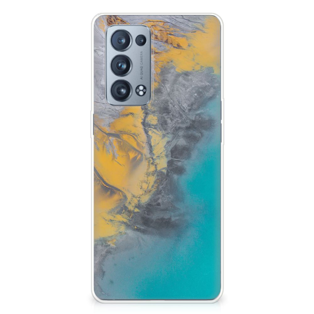 OPPO Reno 6 Pro Plus 5G TPU Siliconen Hoesje Marble Blue Gold