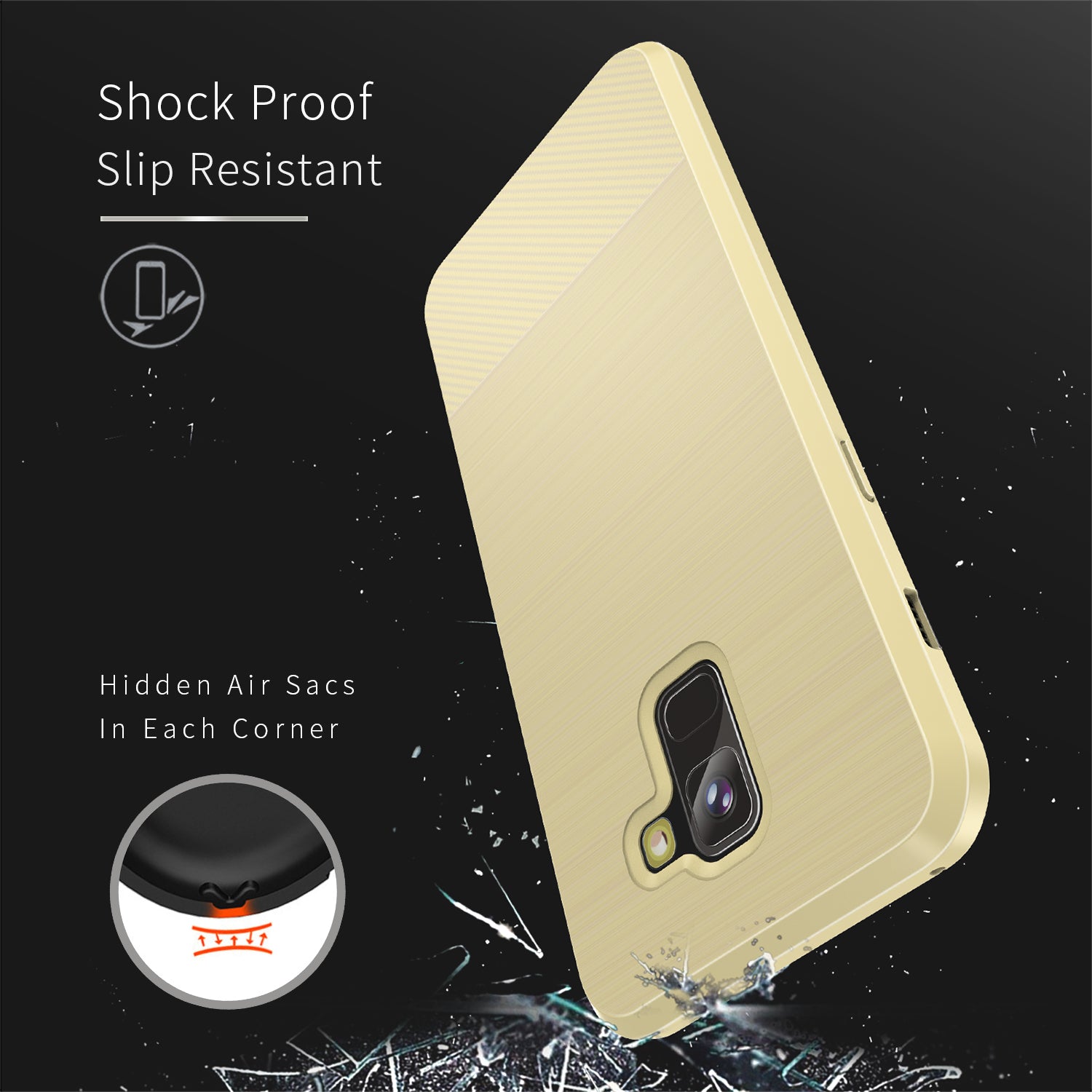 Samsung Galaxy A8 2018 TPU Hoesje Geborsteld Goud
