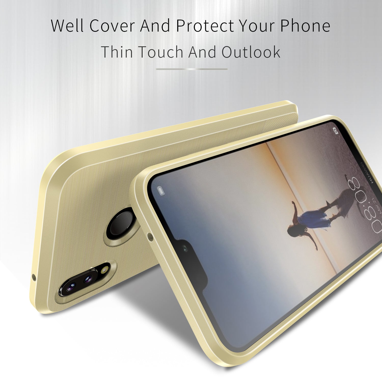 Huawei P20 Lite TPU Hoesje Geborsteld Goud