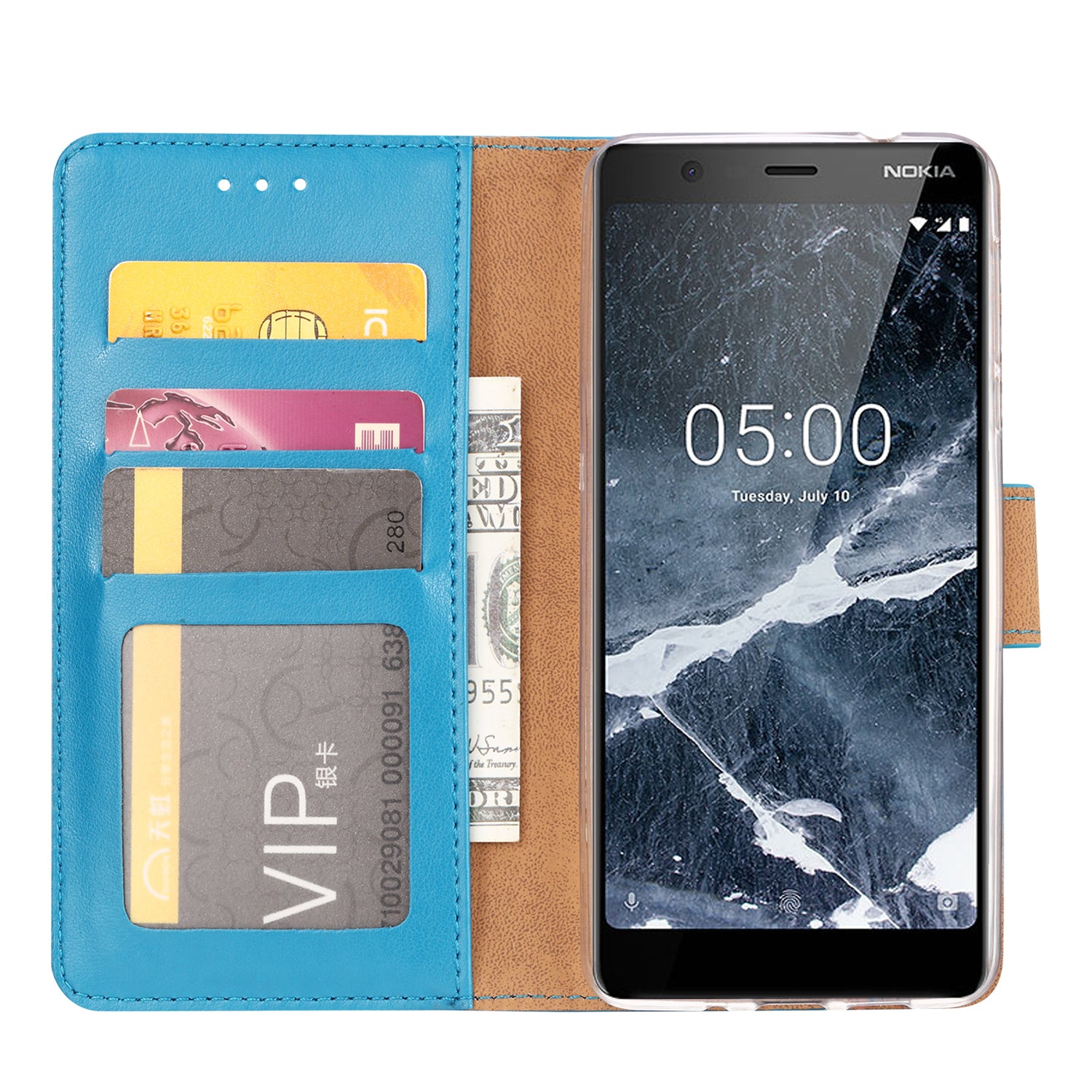 Nokia 3.1 (2018) Hoesje Aquablauw met Standaardfunctie