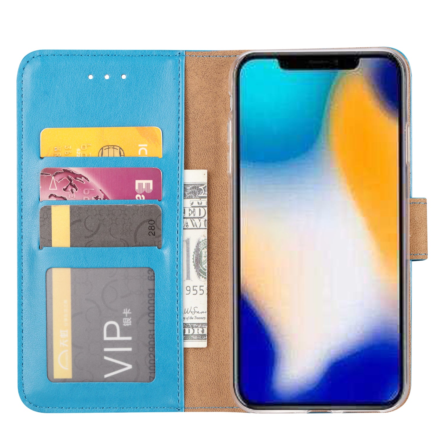 Apple iPhone Xs Max Hoesje Turquoise met Pasjeshouder