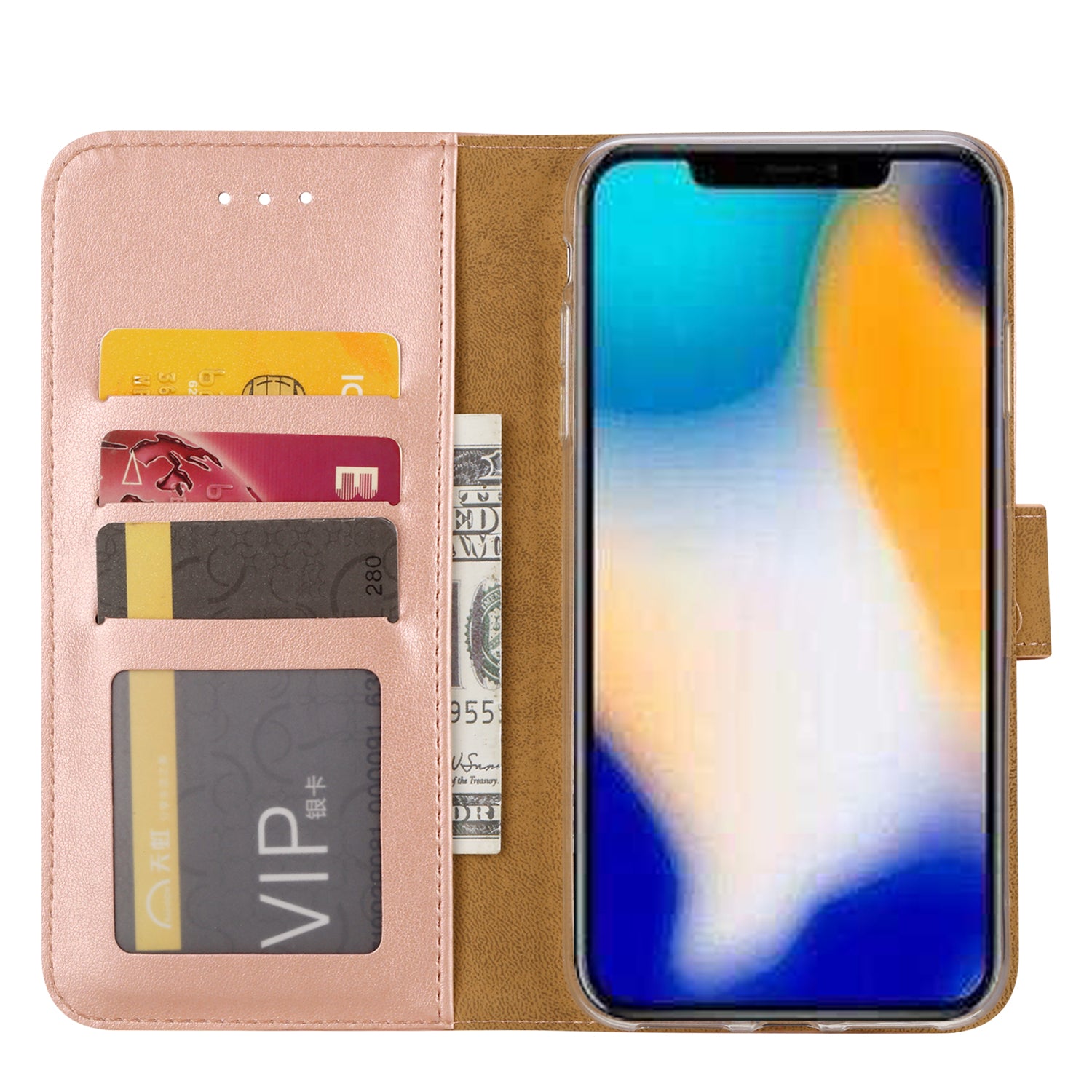 Apple iPhone Xs Max Hoesje Rose met Pasjeshouder
