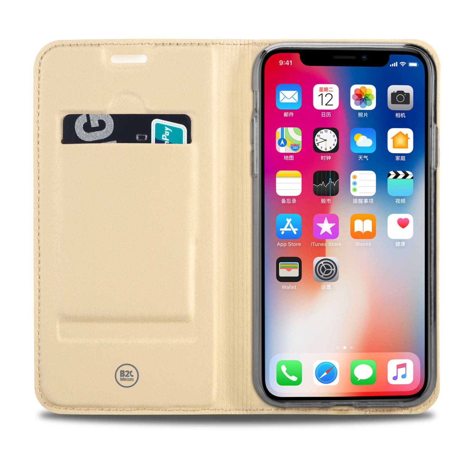 Apple iPhone Xs Max Hoesje Goud met Pashouder